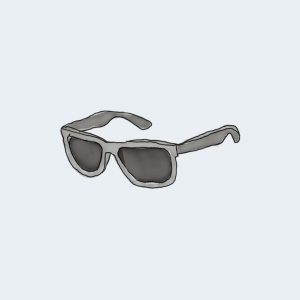 A drawing of sunglasses on a white background