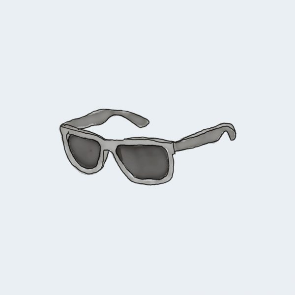 A drawing of sunglasses on a white background
