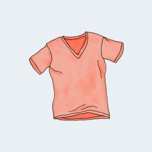 A drawing of a pink shirt on a blue background